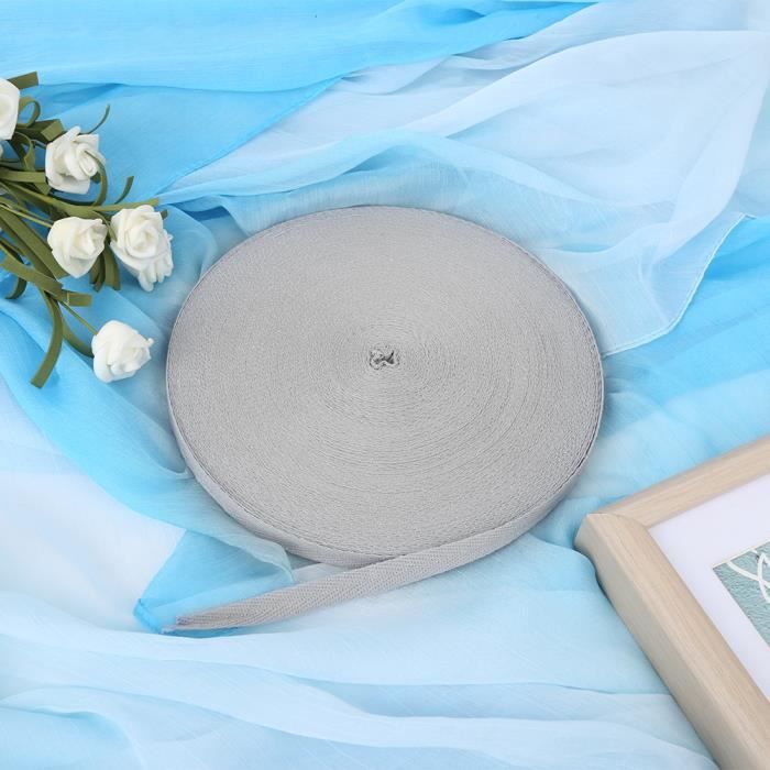 Ruban de couture de tissage de coton Ruban d'emballage de cadeau de bricolage Accessoires de cheveux d'arc décoratif(gris )