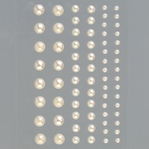 Set de 72 Demi-perles autocollantes crème nacrées