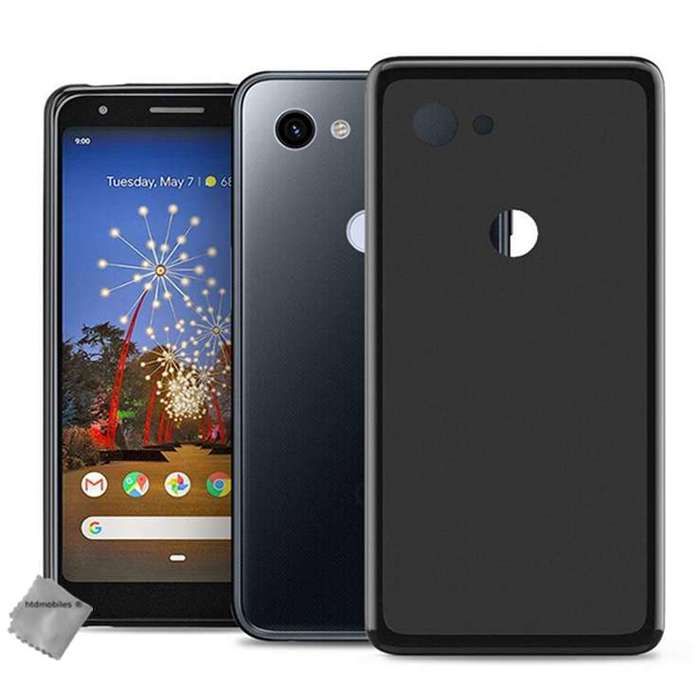 Coque silicone gel fine pour Google Pixel 3a + verre trempe - NOIR