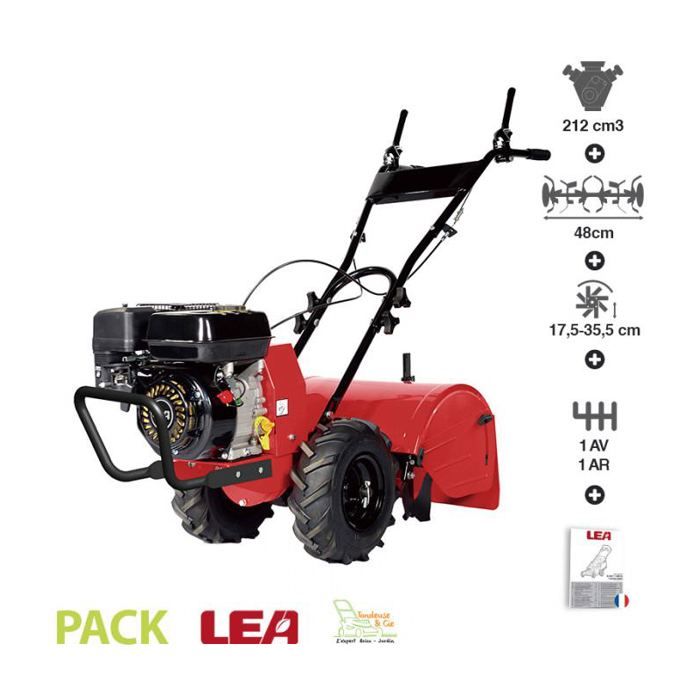 Motoculteur à fraise arrière LEA - LEA 42212 - 7 CV - 212 cc - Largeur de travail 48 cm