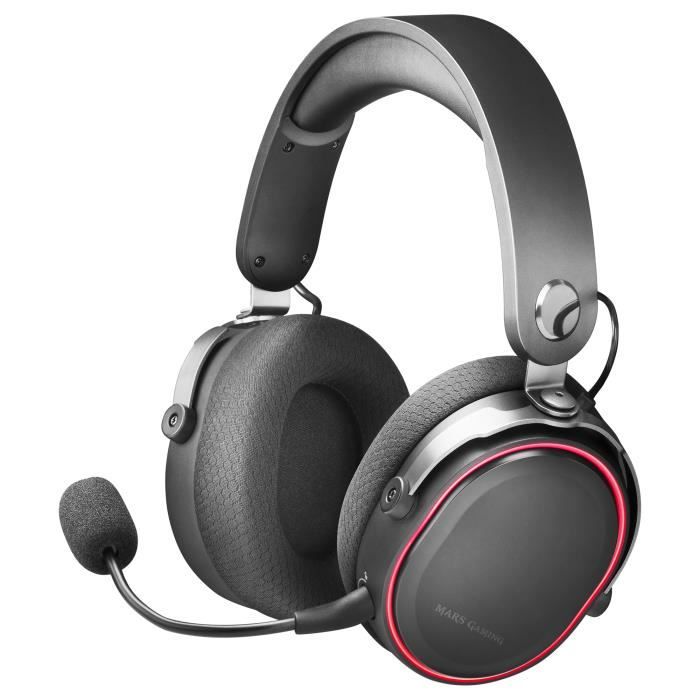 Mars Gaming MHW Noir - Casque sans Fil + Microphone Détachable - Son Spatial 7.1