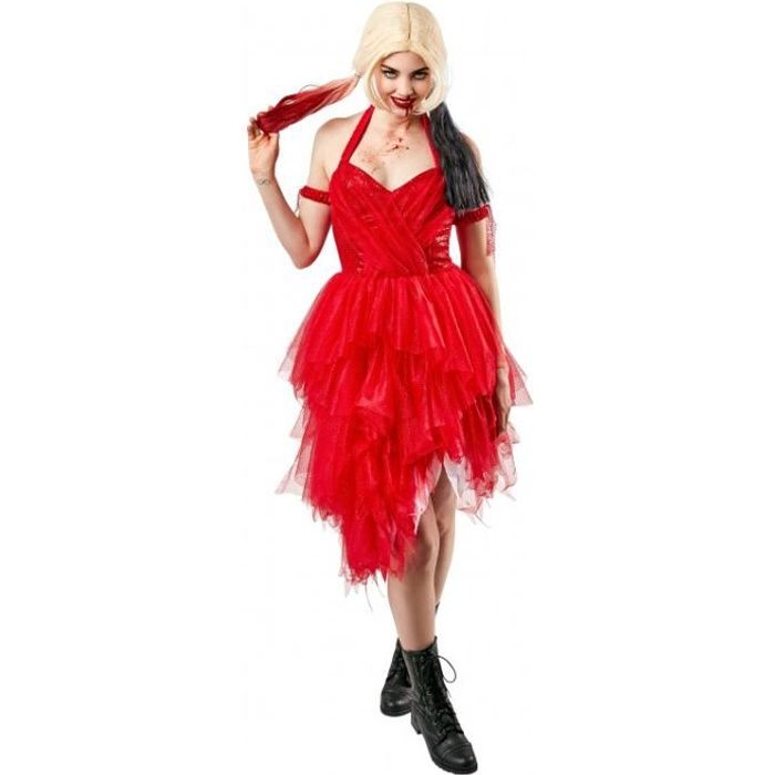 Déguisement Harley Quinn en Robe Rouge pour Femme - Costume Halloween pour Adulte - Taille L