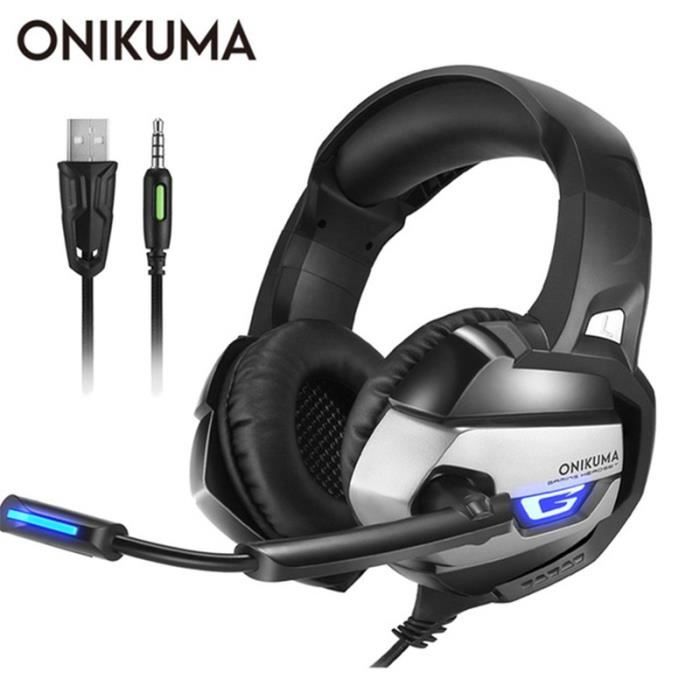 ONIKUMA K5 Casque de jeu / casque de jeu basse / avec microphone à LED / pour ordinateur PC PS4-Girs