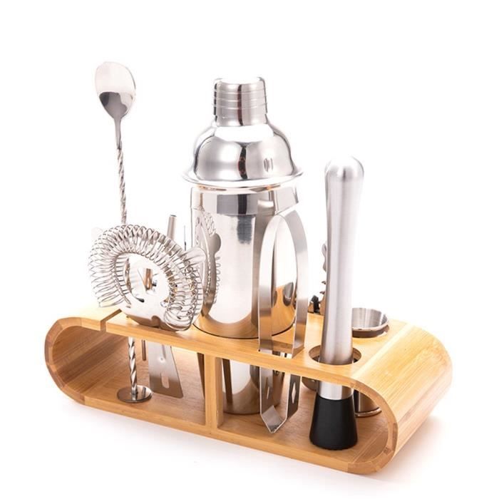 Cocktail Shaker 10 Pièces en Acier Inoxidable Cocktail de Barman - Kit Shaker Cocktails Professionnel avec Récipient de 550ml