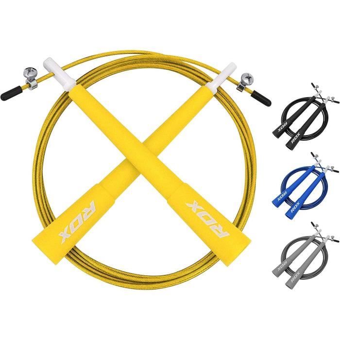 RDX Corde À Sauter Réglable en Salle De Gym Saut Vitesse Perdre du Poids Gymnastique Fitness MMA Boxe Entraînement Saut Câble -jaune