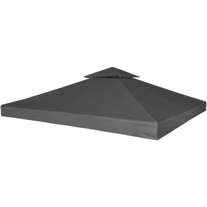 Recouvrement de remplacement d'auvent 310 g/m² 3x3 m Gris foncé