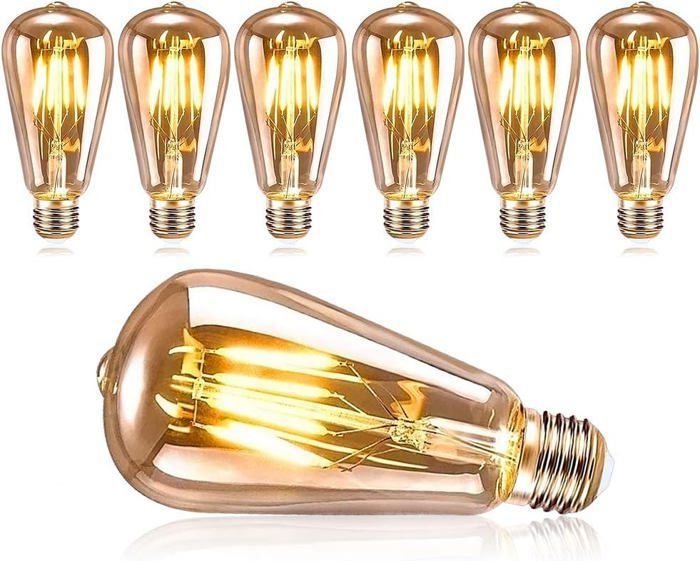 Ampoule rétro Edison ampoule LED Edison E27 rétro décorative ST64 lampe 4 W rétro nostalgique antique ampoule LED blanc chaud