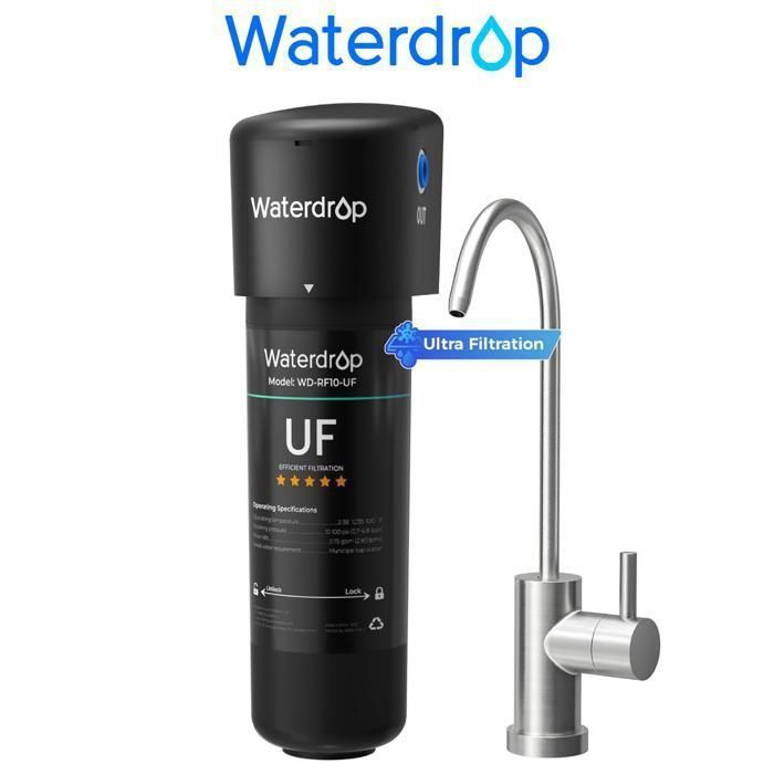 Waterdrop 10UB-UF Système de Filtration Sous Évier 0001 μm à Ultrafiltration Robinet en Acier Inoxydable Grande Capacité Intégré