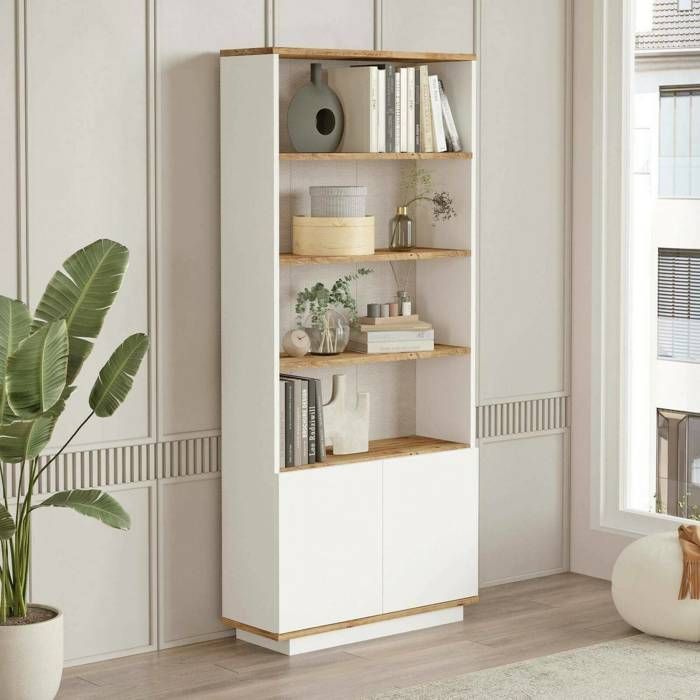 Dmora - Bibliothèque Achromic 75 x 26 8 x h 168 3 cm chêne blanc Panneau effet bois Dmora - Bibliothèque Achromic 75 x 26 8 x h 168 3 cm chêne blanc Panneau effet bois