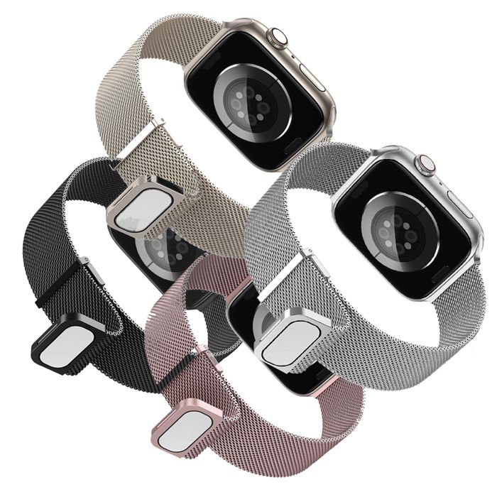 Bracelet Milanais Magnetic en acier inoxydable [4PCS] compatible pour iWatch Serie 9 8 7 6 5 4 3 2 1 SE 42mm 44mm 45mm 49mm -