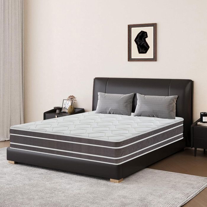 Matelas 140x190cm 24cm - Ressorts Ensachés & Mousse Mémoire Forme - Confort 7 Zones - Oeko-Tex - Pour Couples Ou Solo