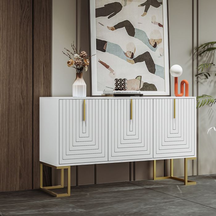 Nouveau Épaisseur design moderne buffet moderne 3 portes avec étagères réglables porte darmoire en U poignée en métal et