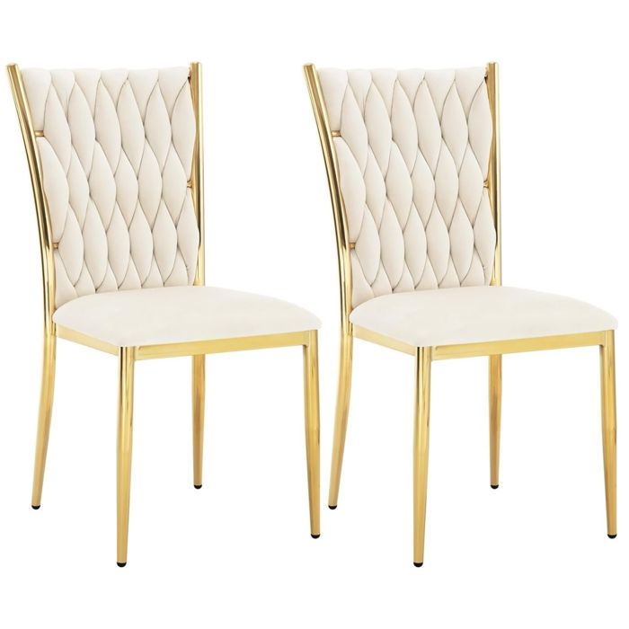 Chaise Salle à Manger WOLTU Lot de 2 Chaise Cuisine en Velours Dossier Haut Tissé Design Pieds Métalliques Beige Chaise Salle à Manger WOLTU Lot de 2 Chaise Cuisine en Velours Dossier Haut Tissé Design Pieds Métalliques Beige