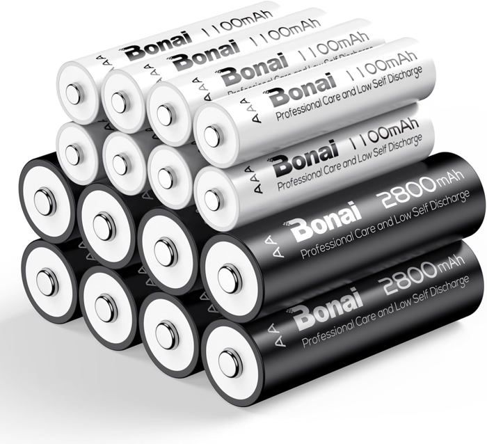 8xAA et 8xAAA 2800/1100mAh Piles Rechargeables 1.2V Ni-MH Accu HR3 et HR6 Rechargeables Batteries Grande Capacité pré-chargées