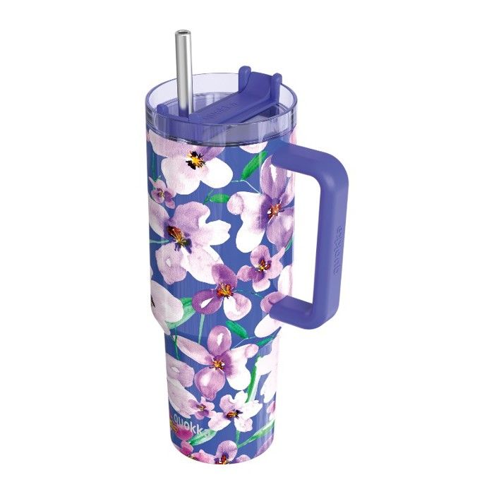 Tasse isotherme - Quokka Stream - Flower Dusk - 1200 ml - Acier inoxydable - Paille réutilisable