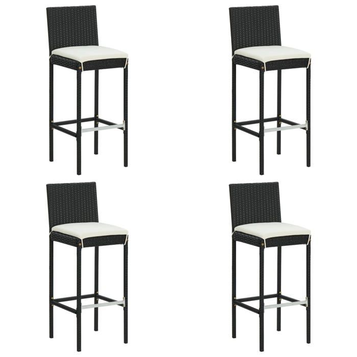 Remise Lot de 4 Tabourets de bar de jardin et coussins - 4 Personnes - résine tressée JILIMAISON2025 7881029