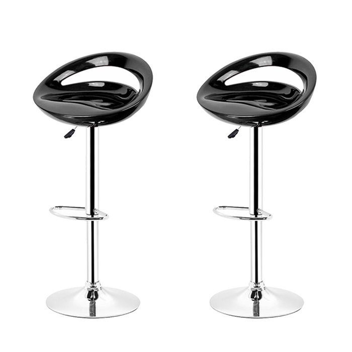 Lot de 2 Tabourets de Bar.MIPAN. Style Contemporain avec Dossier en Forme de Lune Baie .Max:120KG.Noir