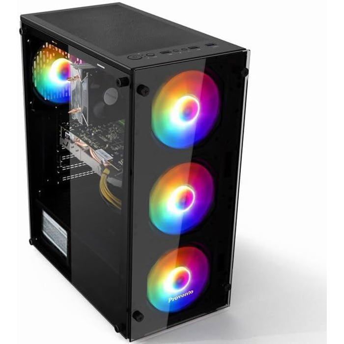 Provonto PC Gamer Fixe – Intel Xeon 6 Cœurs – RX 580 8Go – 8Go RAM – SSD 240Go – Windows 11 – Tour complet