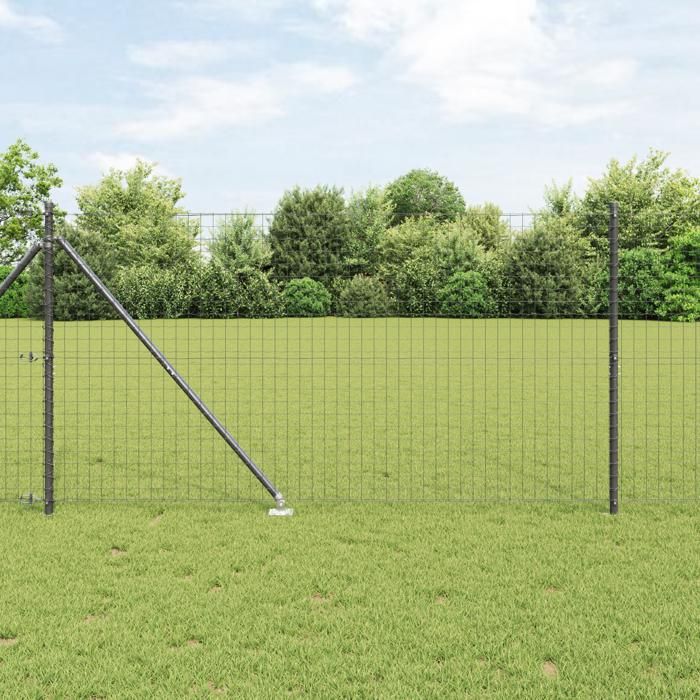 Vidaxl Piquets de clôture avec pointe 52 pcs Ø32 mm 160 cm en acier galvanisé 3350194