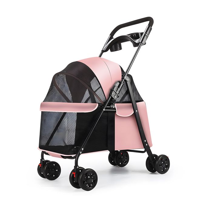 Meilleurs prix pour Poussette pour Animaux de Compagnie – Design Pliable avec 4 Roues Pivotantes Support à Boisson et Fenêtre Transparente