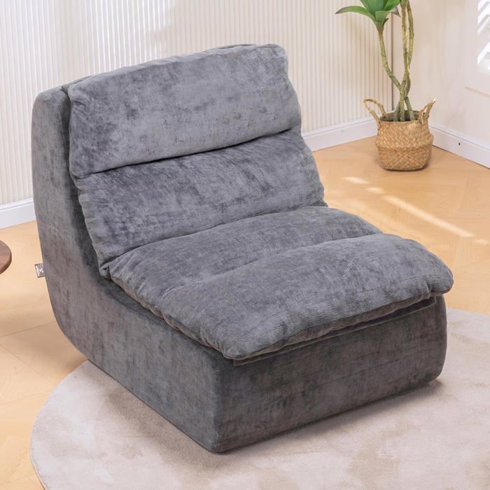 Canapé-lit Futon velours noir assise profonde - mousse confort sans montage. Salon/chambre Gris