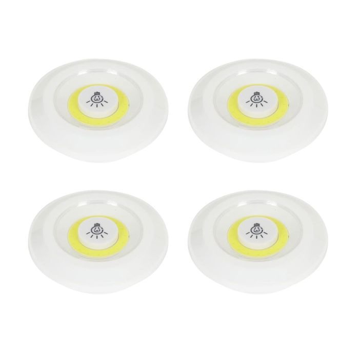 4 lampes led sans fil à pression avec fixation adhésive et sa télécommande incluse 4 lampes led sans fil à pression avec fixation adhésive et sa télécommande incluse