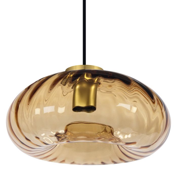 OSRAM Suspension en verre doré DECOR verre ambré en métal doré version E27 280 mm effet lumineux spécial