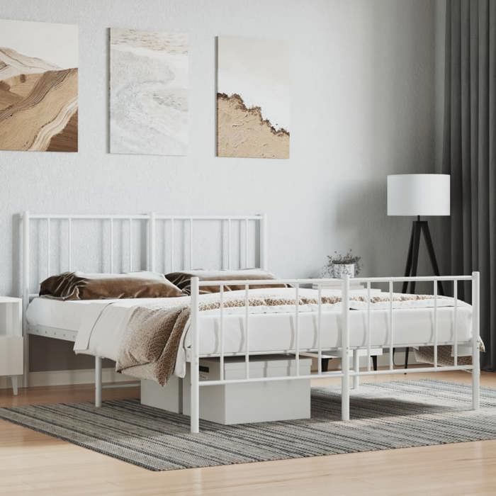 BONNIE®Lit en métal Lit Double:140x190 cmCadre de lit métal sans matelas et pied de lit blanc neuf70299 BONNIE®Lit en métal Lit Double:140x190 cmCadre de lit métal sans matelas et pied de lit blanc neuf70299