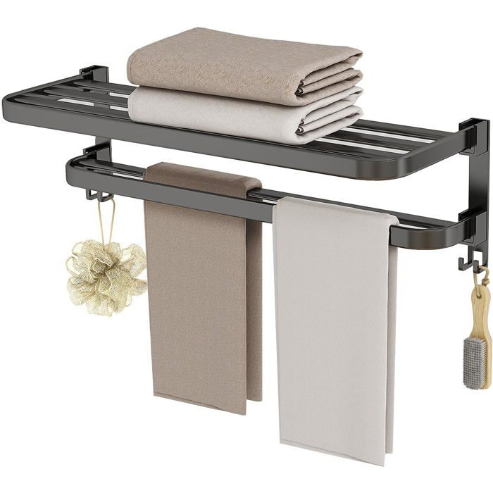 Étagère De Salle De Bain Avec Barre Porte-serviettes Waterjoy - Support Mural Chromé à 2 Niveaux Pour Toilettes - Antirouille