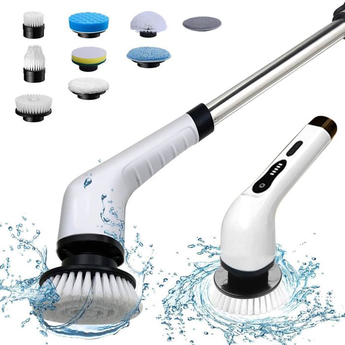 Brosse électrique De Nettoyage - 5 Têtes, 2 Modes, 90 Min D'autonomie - Pour Salle De Bain, Joints, Carrelage