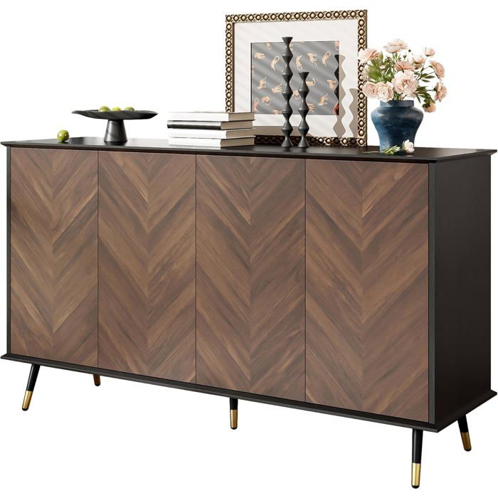 Hochschrank de cuisine noir avec prises, tiroirs et porte-verres Hochschrank de cuisine noir avec prises, tiroirs et porte-verres
