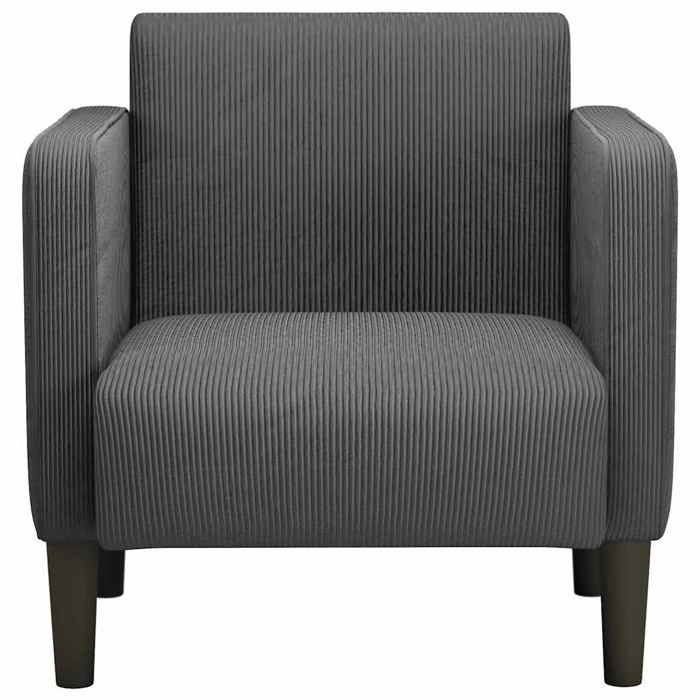 Fauteuil en velours côtelé - vidaXL - Gris foncé - 69x68x745 cm - Accoudoirs - Tissu doux - Mousse et ressorts