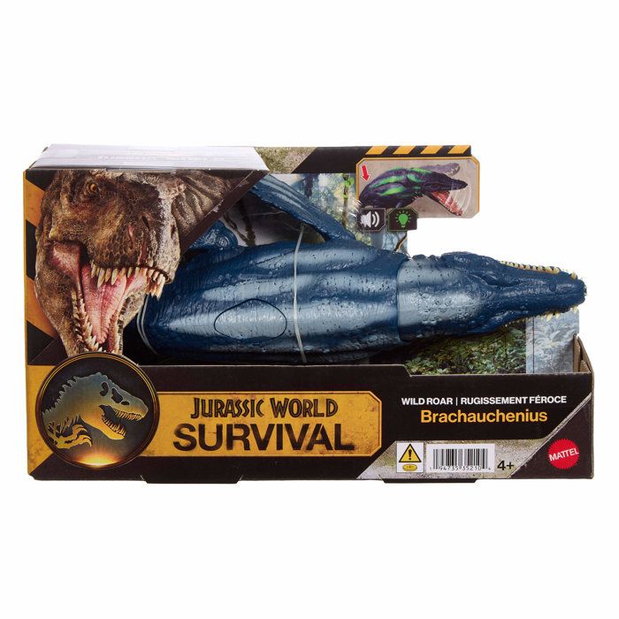 Figurine de dinosaure - MATTEL - Brachauchenius jlk79 - Rugissement féroce - Mâchoire mobile - LED au dos
