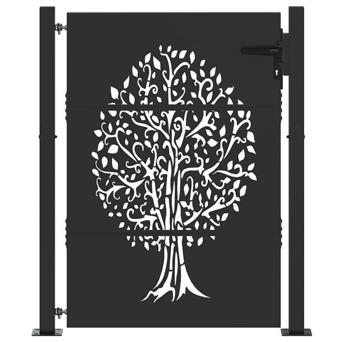 Porte de jardin en acier - vidaXL - Noir - 85x155 cm - Acier peint par poudre - Résistant à la rouille