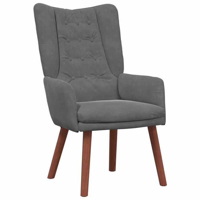 Les Soldes Fauteuil de Salon Scandinave (1 PLACE) - CLOUD - Chaise de Détente - Gris foncé 63x67x94 cm Velours J6346