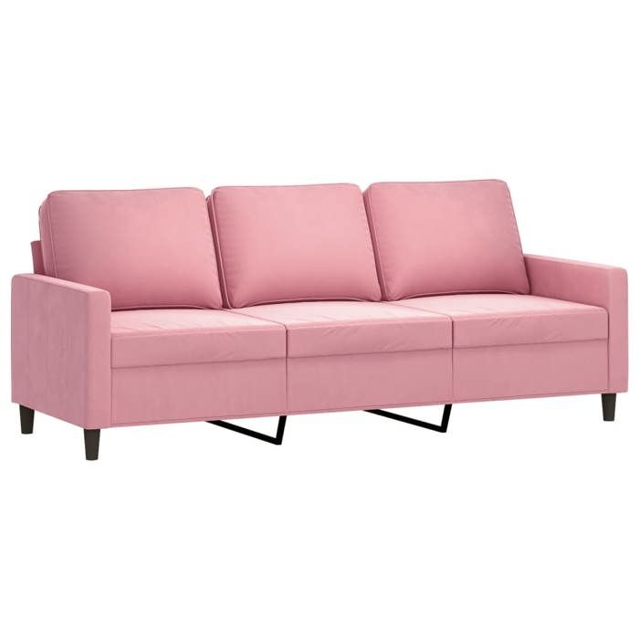 （SOLDES Dété）CANAPÉ FIXE Rose - SHIELD - Canapé Double - Sofa pour 3 personnes - Rose 180cm Velours 4481432
