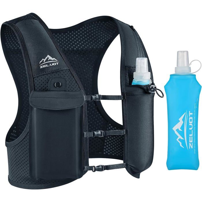 Gilet Hydratation Running Femme et HommeBrevet  Bretelles de Poitrine RéglablesGilet Running avec Bouteille deau de 500 ML