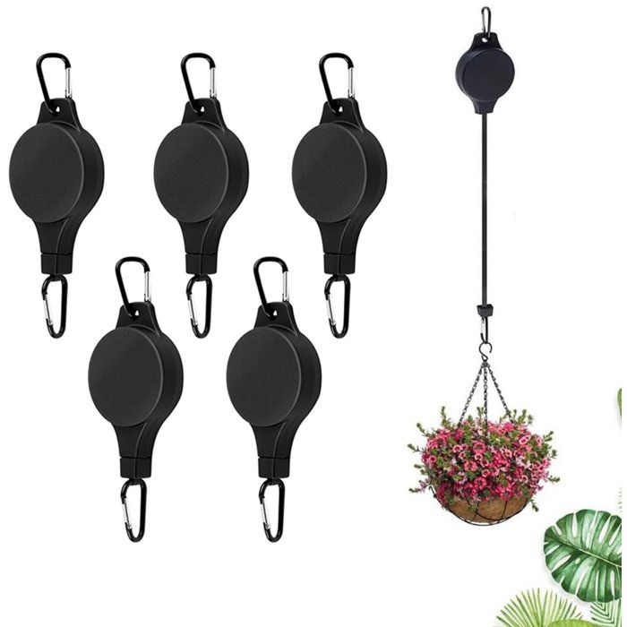 Crochet suspendu pour plante hauteur réglable matériau résistant noir balcon jardin intérieur extérieur