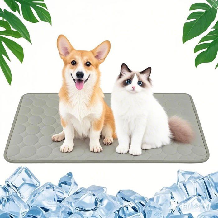 Tapis Rafraîchissant pour Chiens et Chats Tapis de Refroidissement en Soie Glacée Respirant Non Toxique (55 * 70CM Bleu)