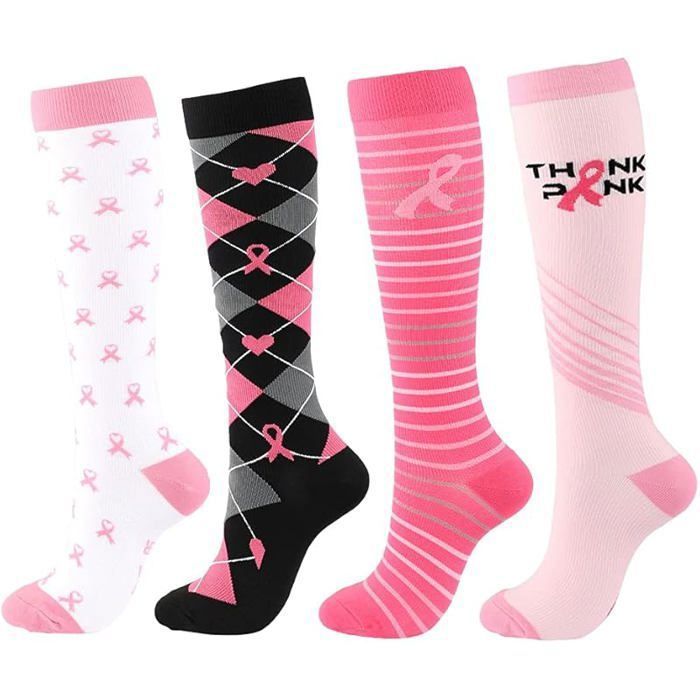 4 Paires Chaussettes de Contention pour Femmes et Homme 20-30 mmHg Bas de Contention Chaussette de Compression pour le 01 M