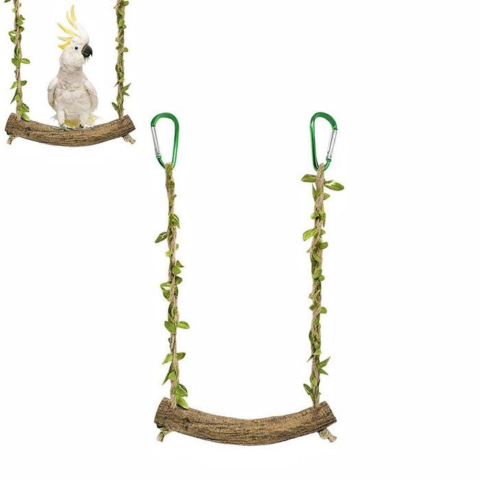 Balançoire Pour Oiseaux En Bois Jouet Suspendu 18 x 1 8 x 20 cm Pour Perruches Inséparables Petits Oiseaux