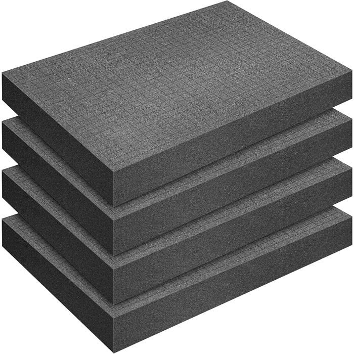 Mousse pick and pluck polyuréthane - lot de 4 inserts prédécoupés 400 x 300 x 50 mm grille fine 10 mm cubes à