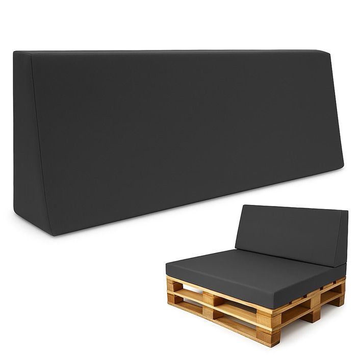 Coussin palette jardin dossier 120x40 cm intérieur/extérieur canapé banc balcon terrasse graphite