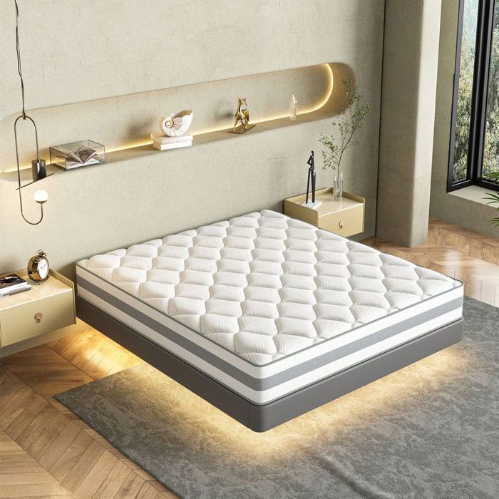 Homavo – Matelas à ressorts 180x200 cm – Épaisseur 25 cm – Orthopédique 7 zones – Certifié Oeko-Tex – Dureté moyenne – Matériaux res
