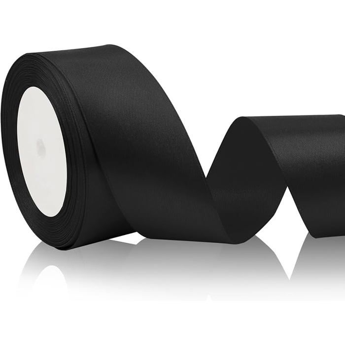 Ruban Noir Satiné 4cm x 23m Large Décoratif Brilnt pour CoutureNoëlHalloween et Valentine Noir 4 cm 4 CM RUBAN CADEAU