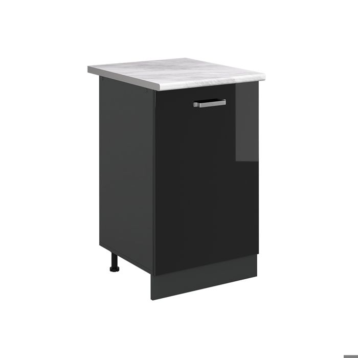 Meuble bas de cuisine R-Line 50cm plan de travail Marbre Noir Haute brillance/Anthracite Vicco 70274