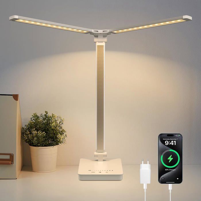 Lampe de bureau LED à intensité variable avec batterie de 4000 mAh 5 couleurs et 10 niveaux de luminosité lampe de table sans fil