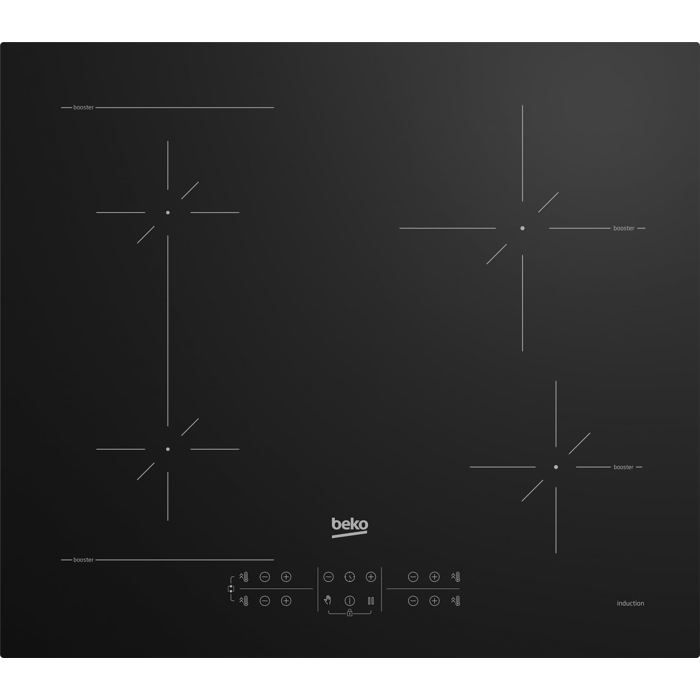 Plaque à induction noire - Beko - 4 zones à induction - Surface vitrocéramique - Commande tactile fluide