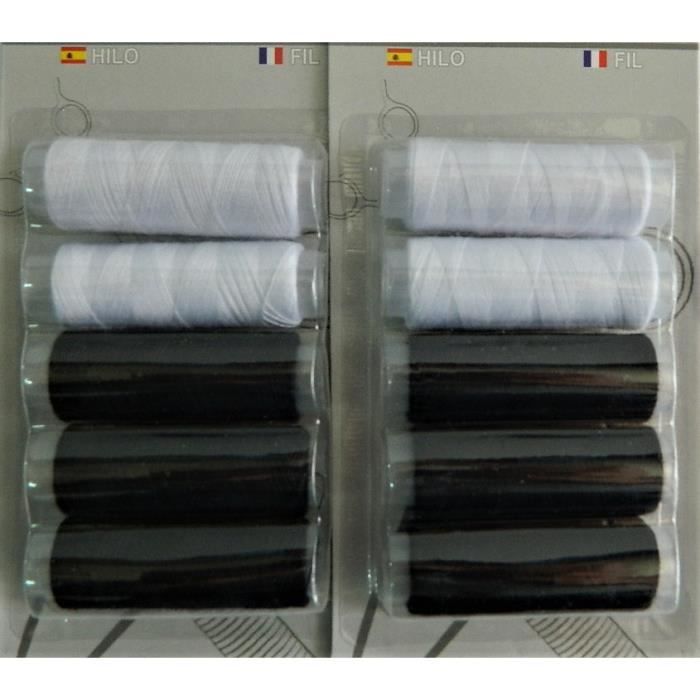 10 X Fils noir et blanc à machine couture broderie Bobine de Fil à Coudre Couture