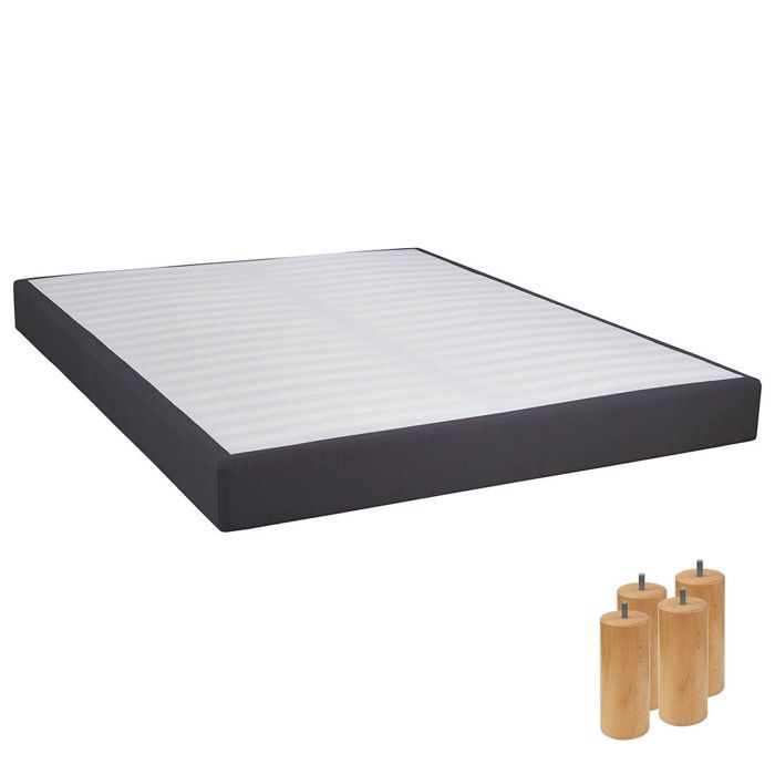 Tapikit - Sommier Tapissier Démontable 2x20 Lattes 140x190cm Anthracite + Pieds Bois 15cm Tapikit - Sommier Tapissier Démontable 2x20 Lattes 140x190cm Anthracite + Pieds Bois 15cm